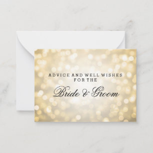 Wedding Advice Card Gold Glitter Lights