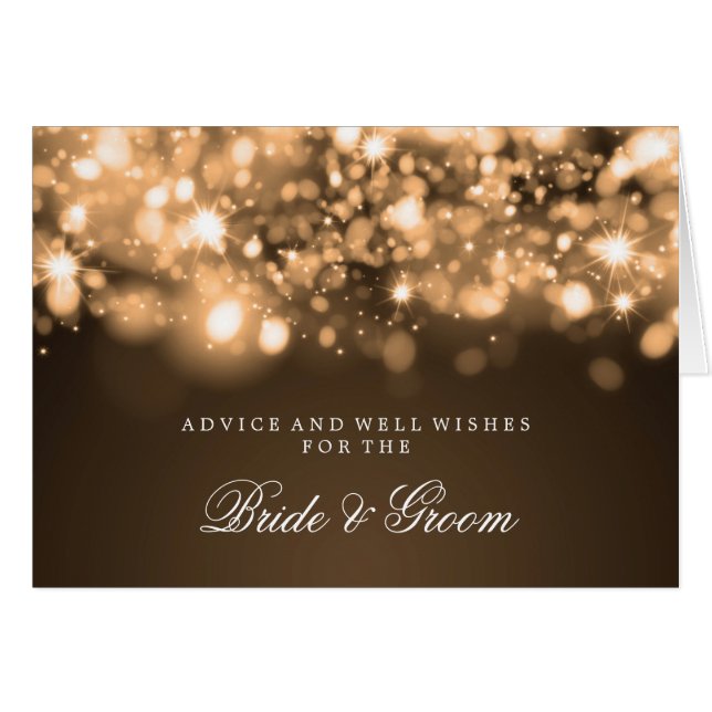 Wedding Advice Card Gold Sparkling Lights (Front Horizontal)