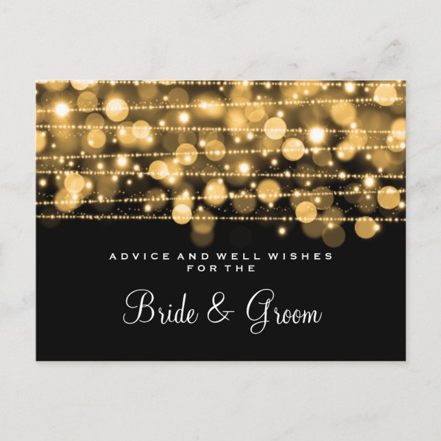 Wedding Advice Card Party Sparkles Gold (Front)