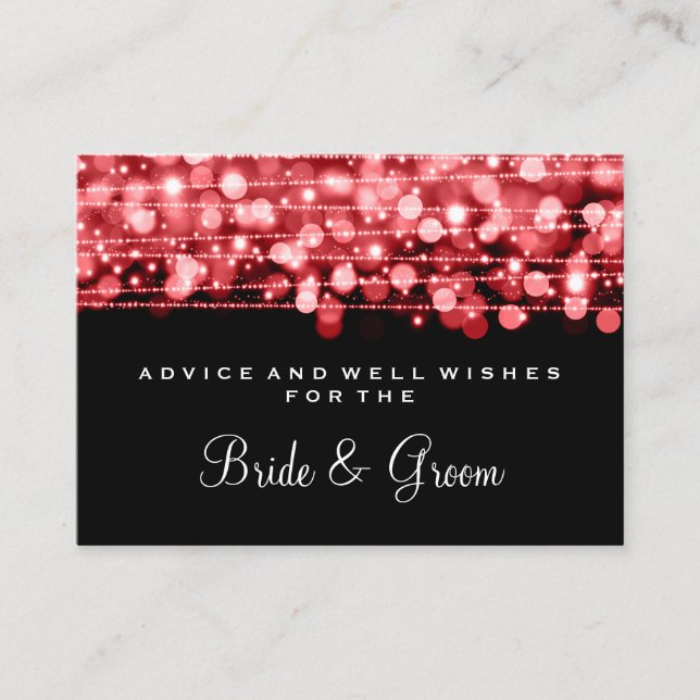 Wedding Advice Card Party Sparkles Red (Front)