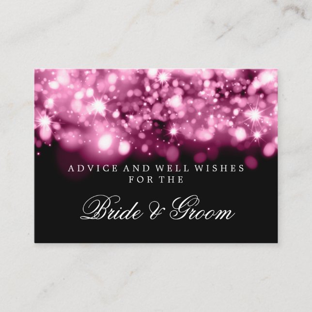 Wedding Advice Card Pink Sparkling Lights (Front)