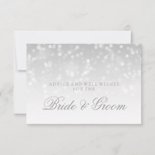 Wedding Advice Card Silver Bokeh Sparkle Lights
