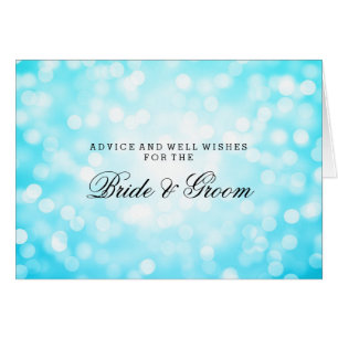 Wedding Advice Card Turquoise Glitter Lights