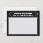 Wedding Advice Cards For Bride & Groom<br><div class="desc">Wedding Advice Cards for the Bride and Groom. Double sided modern black and white design with white text and grey decorative elements. Provide your guests with these keepsake memory wedding cards.</div>