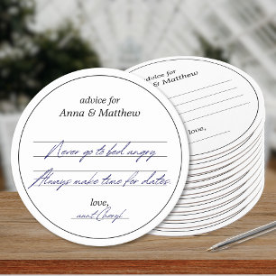 Wedding Advice Cards Modern Minimalist Elegant Round Paper Coaster