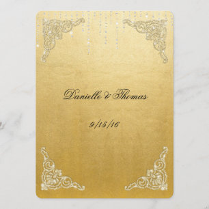 Wedding Advice Comment Card Gold Foil Glitter