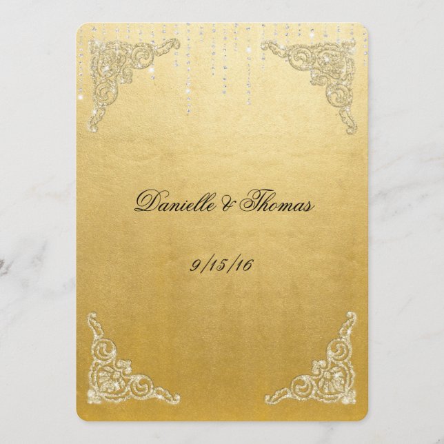 Wedding Advice Comment Card Gold Foil Glitter (Front)