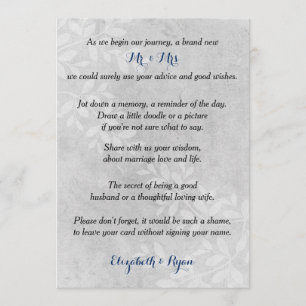 Wedding Advice, Good Wishes, Grey Floral Advice Card