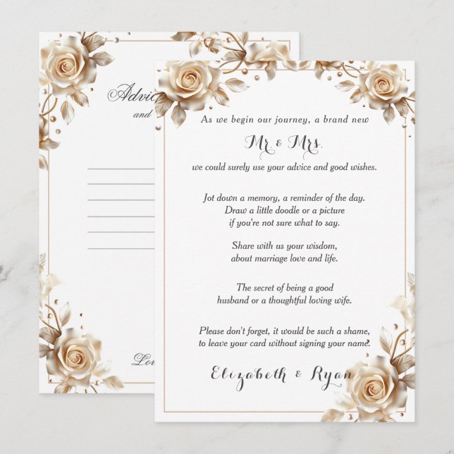 Wedding Advice Good Wishes Sugar Candy Roses (Front/Back)