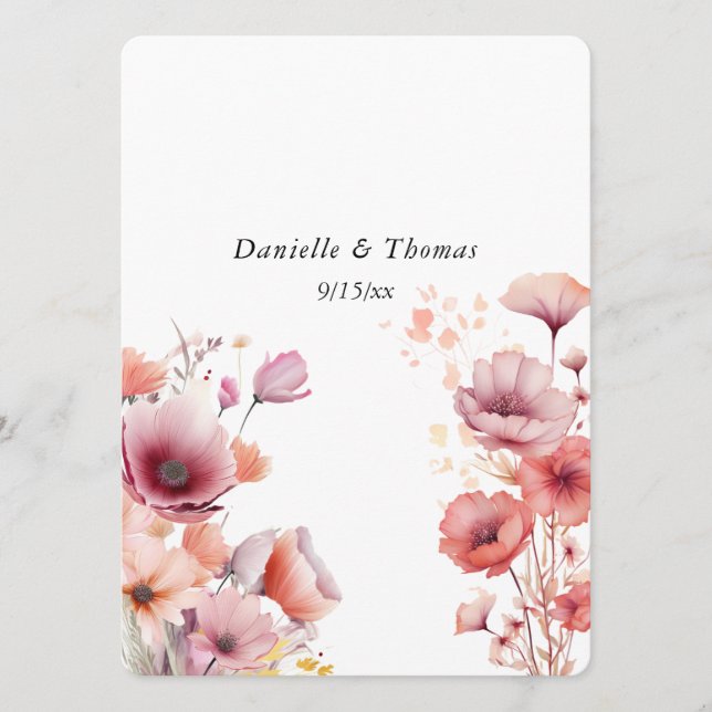 Wedding Advice Peach Fuzz Watercolor Flowers  (Front)
