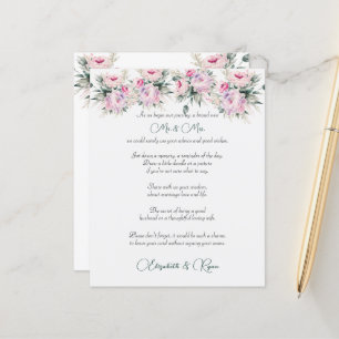 Wedding Advice Well Wishes Pink Peonies