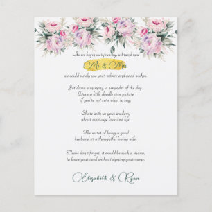 Wedding Advice Well Wishes Pink Peonies and Gold