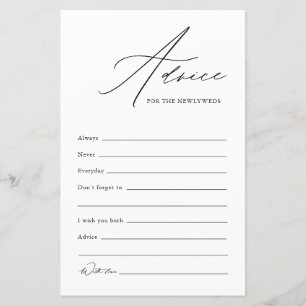 Wedding Advice & Wishes Card For Newlyweds Couple