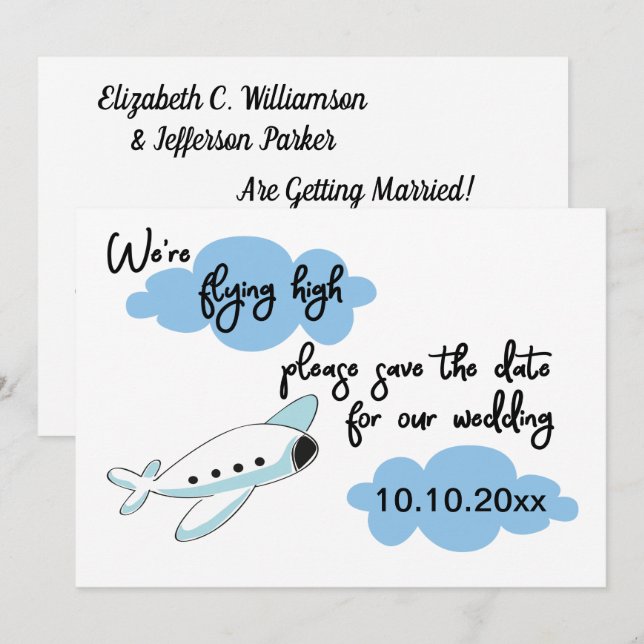 Wedding Aeroplane Destination Save The Date Invitation (Front/Back)