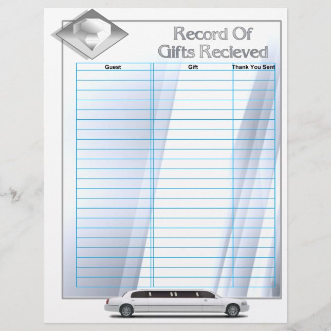 Wedding Album Gift Record Insert Pages (Front)