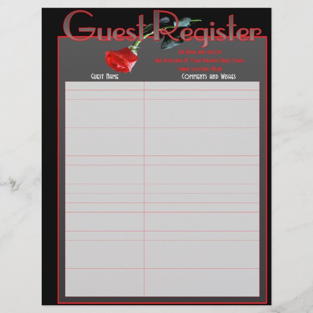 Wedding Album Guestbook Pages (Front)