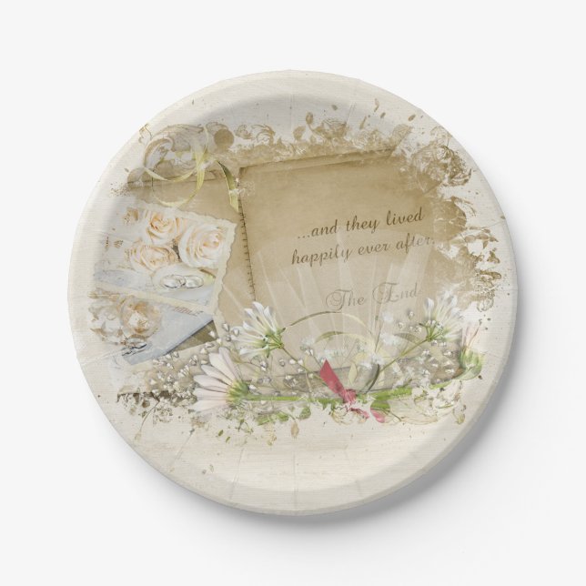 wedding album with daisy bouquet paper plate (Front)