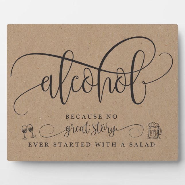 Wedding Alcohol Bar Sign Plaque (Front)