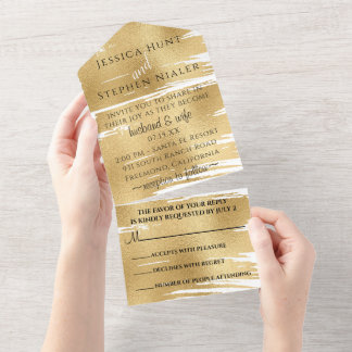 Wedding All N One Invitation Elegant Golds