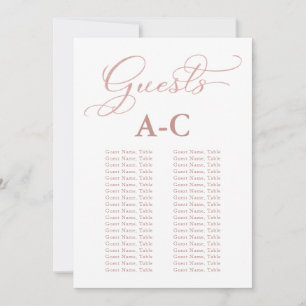 Wedding Alphabetical Guest Seating Rose Gold Invitation