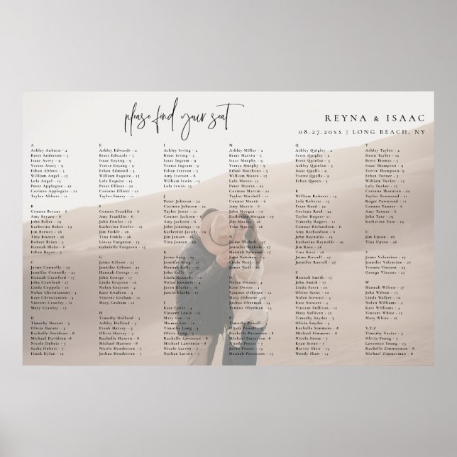 Wedding Alphabetical Seating Chart Photo (Front)