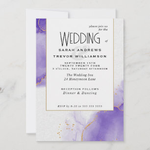 Wedding Amethyst Abstract Skies Invitation