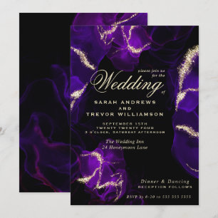 Wedding Amethyst Purple Alcohol Ink Invitation