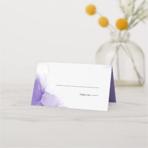 Wedding   Amethyst Purple Script Silver  Place Card