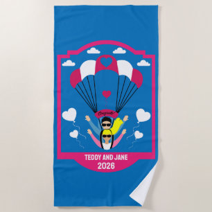Wedding And Engagement Gift For Skydivers Beach Towel