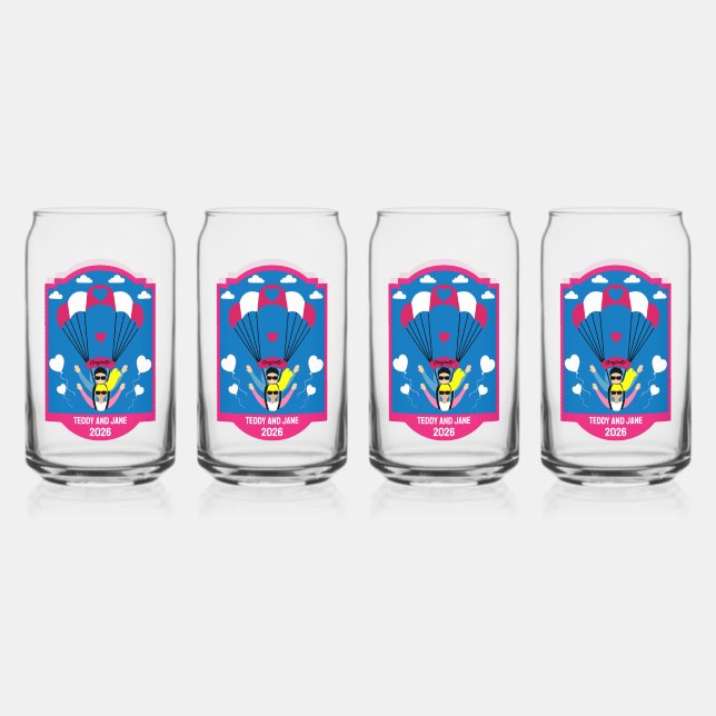 Wedding And Engagement Gift For Skydivers Can Glass (Front)