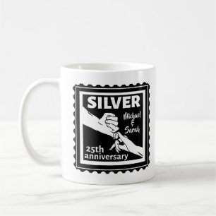 Wedding anniversary 25 years silver coffee mug