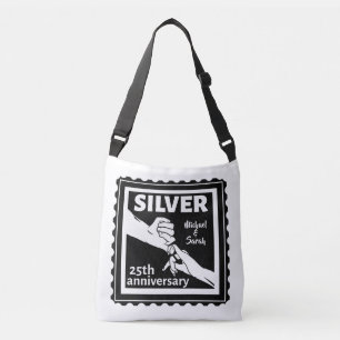 Wedding anniversary 25 years silver crossbody bag