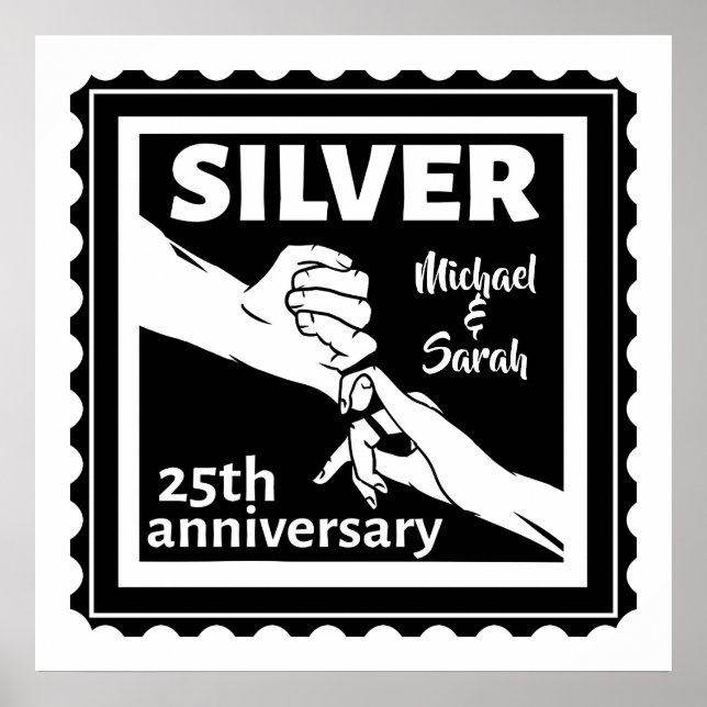 Wedding anniversary 25 years silver poster (Front)