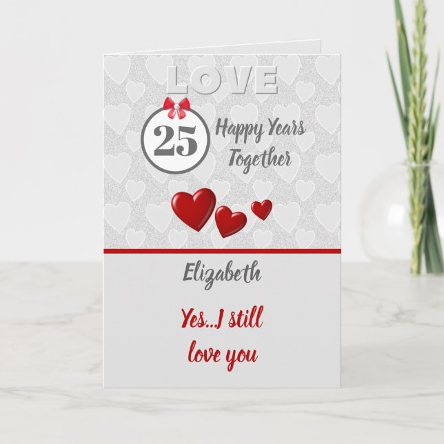 Wedding Anniversary 25th Silver 25 years Card (Front)