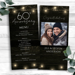Wedding Anniversary 60th Rustic Wood and Lights Menu