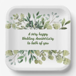 Wedding Anniversary 9" Square Paper Plate