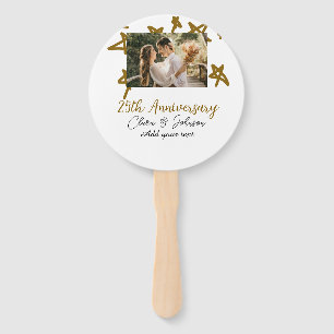 Wedding Anniversary add name year image gold stars Hand Fan