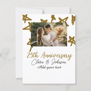 Wedding Anniversary add name year image gold stars Postcard