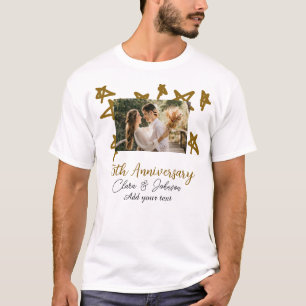 Wedding Anniversary add name year image gold stars T-Shirt