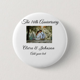 Wedding Anniversary add name year image text coule 6 Cm Round Badge