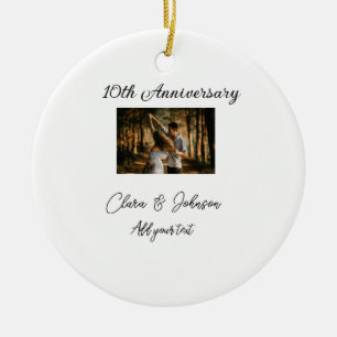 Wedding Anniversary add name year image text coule Ceramic Tree Decoration