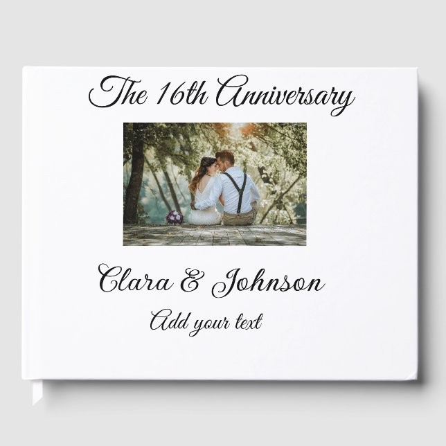 Wedding Anniversary add name year image text coule Guest Book (Front)