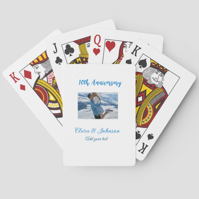 Wedding Anniversary add name year image text coule Playing Cards (Back)