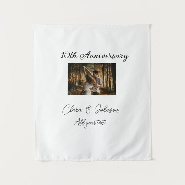 Wedding Anniversary add name year image text coule Tapestry (Front)