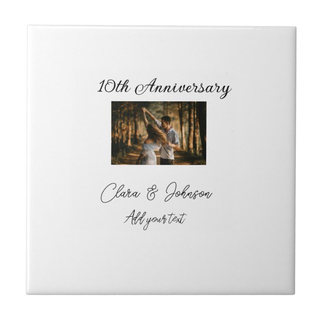 Wedding Anniversary add name year image text coule Tile (Front)