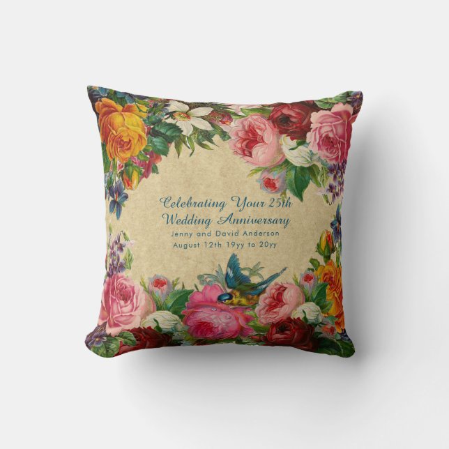 Wedding Anniversary ANY - Vintage Personalised Cushion (Front)