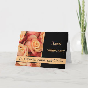 Wedding Anniversary Aunt & Uncle  Pink roses Card