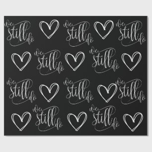 Wedding Anniversary Black Heart Wrapping Paper