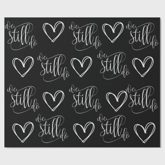 Wedding Anniversary Black Heart Wrapping Paper (Flat)