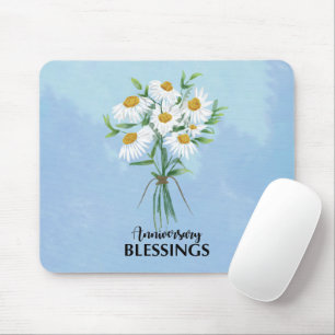 Wedding Anniversary Blessings Bouquet of Daisies Mouse Mat